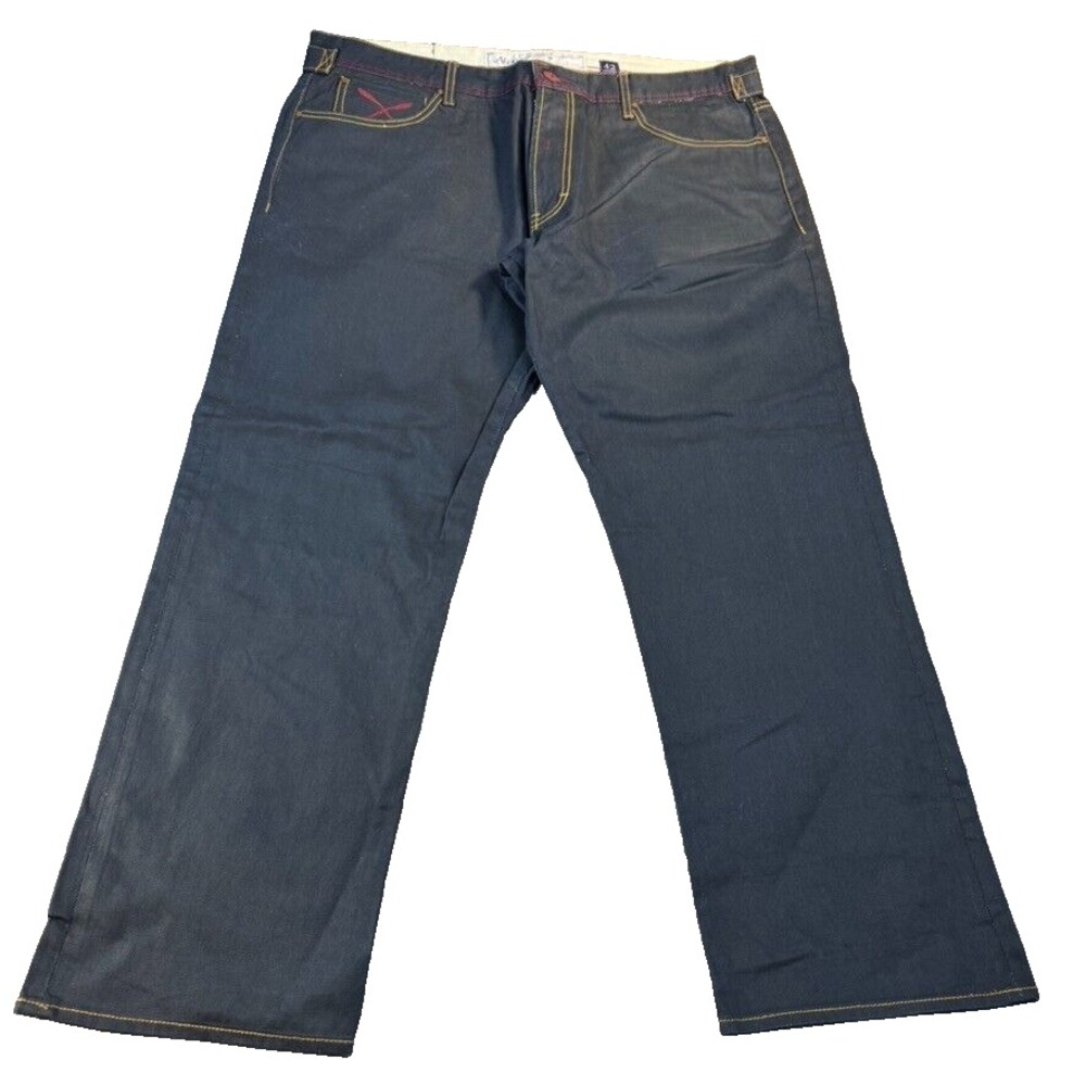 Akoo Jeans Mens 42x31 Black Relaxed Fit Y2K Baggy Skater Hip Hop Wide Leg Flap